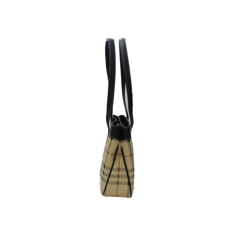 BURBERRY Shoulder Tote Bag Beige Tan Dark Brown Black Leather - Picture 3 of 7